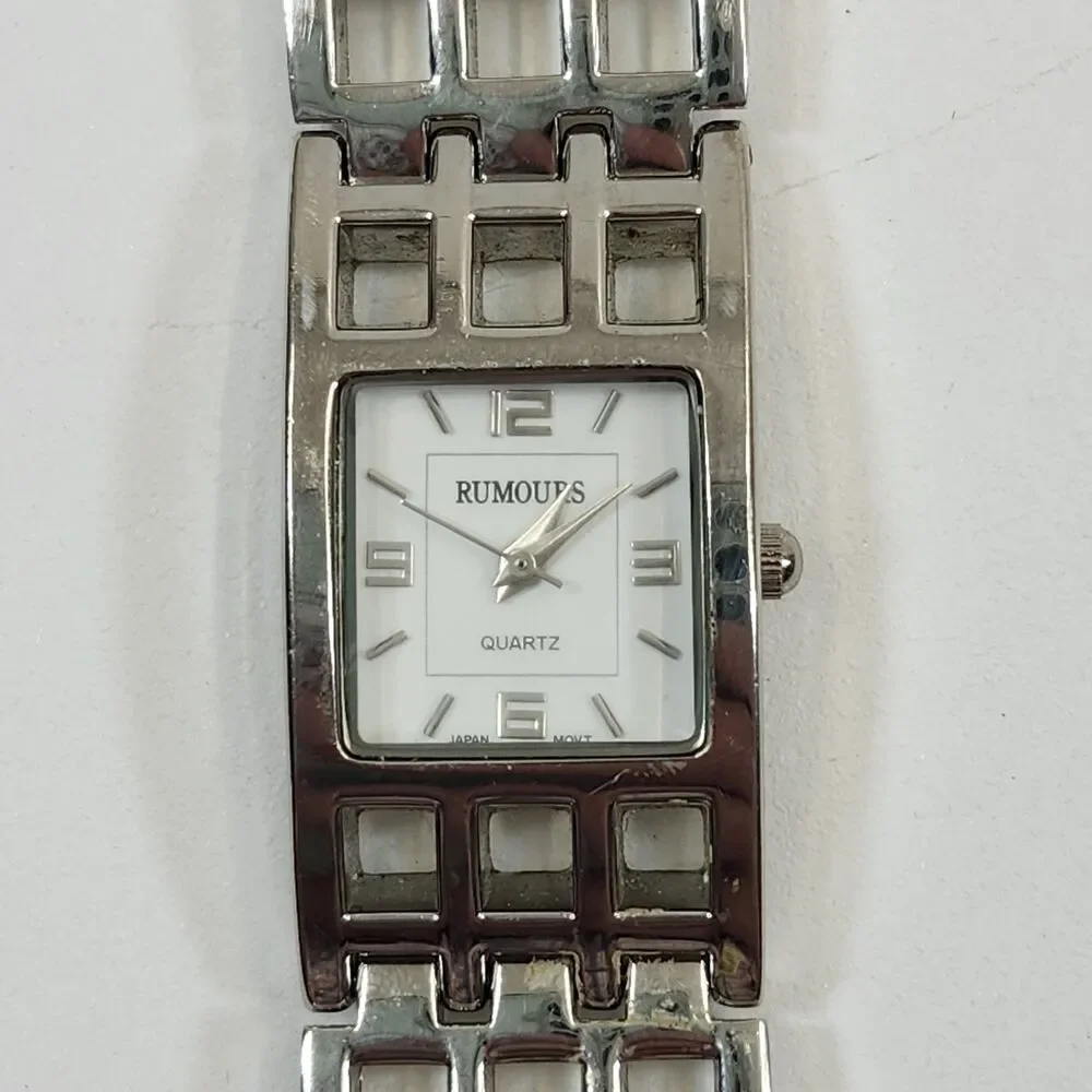 Rumours Watch Women's 28820 Silver Tone Rectangle Quartz Geometric Bracelet VTG